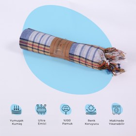 Resim %100 Pamuk Hamam Peştemali - 80x160 cm - Mavi 