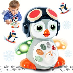 Resim 1 adet Müzikli Sürünme Penguen Çocuk Oyuncak Işıklar ve Seslerle - Etkileşimli Karın Zamanı Öğrenme Oyuncağı, Dans Eden & Gelişimsel Oyun, Cadılar Bayramı/No 