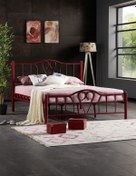 Resim ARGİMO Orkide Çift Kişilik Ferforje Metal Karyola Bordo 