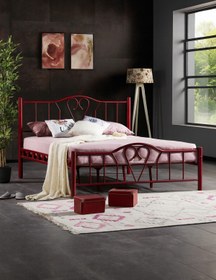 Resim ARGİMO Orkide Çift Kişilik Ferforje Metal Karyola Bordo 