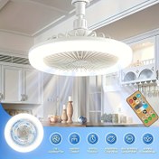Resim Fan ve Ampul 2'si 1 Arada, Uzaktan Kumandalı, E26 Soket Montajlı, Çok Fonksiyonlu Tavan Fanı, Optimal Havalandırma, Yatak Odası, Garaj, Oturma Odası, Mutfak, Kapalı Ampullü Fan, Ayarlanabilir Işık, 3 Fan Hızı, Evrensel Bağlantı ve Aromaterapi Membranı 