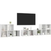 Resim T Designo Tdesıgno Alev Kitaplıklı Televizyon Sehpası - Ünitesi -Kitaplık-Beyaz 240 cm 12 Raflı 
