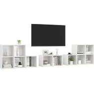 Resim T Designo Tdesıgno Alev Kitaplıklı Televizyon Sehpası - Ünitesi -Kitaplık-Beyaz 240 cm 12 Raflı 