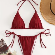 Resim Özel Kumaştan Yapılmış Düz Renkli Ayrı Bikini 