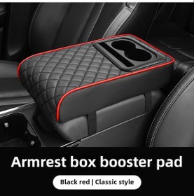 Resim Chuangyinshop Deluxe Memory Köpük Kol Dayama Black Red 20cm Genişlik Araç Konsolu Yastığı 