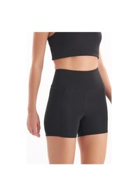Resim Josejuan Kadın Yüksek Bel Toparlayıcı Çift Cepli Biker Şort Kısa Spor Tayt 7109-siyah Siyah 