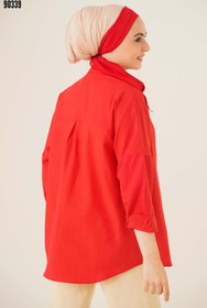 Resim 103901 Oversize Basic Tesettür Gömlek Kırmızı 