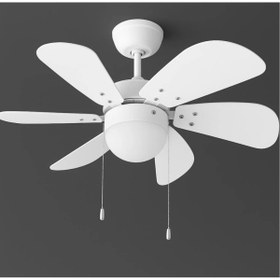 Resim EKM29 Ekim Aydınlatma Kcf281 60w 30 Inç Beyaz Altı Kanatlı Lambalı Ipli Tavan Vantilatörü 