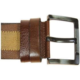 Resim Hakiki Deri Erkek Şeritli Yumuşak Kot Kemeri 4,5 Cm Açık Kahverengi 