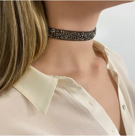 Resim takıperest Havalı Antrasit Taşlı Choker Kolye 
