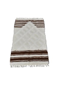 Resim Kilim Antik El Dokuma Yün Namazlık Seccade Tiftik Siirt Battaniyesi 0009 - Yeni - Beyaz 