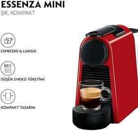 Resim Nespresso Essenza Mini D30 Kapsüllü Kahve Makinesi, Kırmızı 