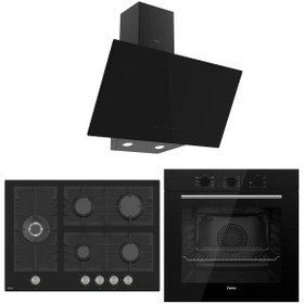 Resim Ferre Flowart BL Modüler Seriisi 3'lü Siyah Ankastre Set ( QBL62CS-BL135-D077 ) 