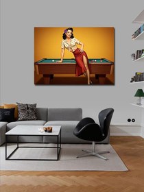 Resim Tablo Mega Kanvas Tablo Bilardo Masası Kadını YTCNVS502338, 50 x 70 