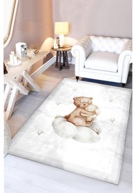 Resim Ayıcıklı Bambu Çocuk Halısı Beyaz 