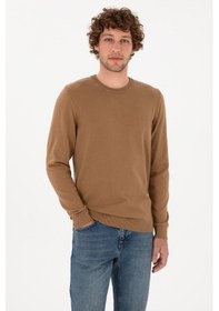 Resim U.S. Polo Assn. Erkek Slim Fit Bisiklet Yaka Camel Basic Kazak 50313713-VR015 
