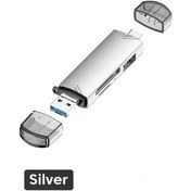 Resim 6 In 1 Çok Fonksiyonlu Usb 3.0 Kart Okuyucu U Disk Tip C/mikro Usb/tf/sd Flash Silvery 