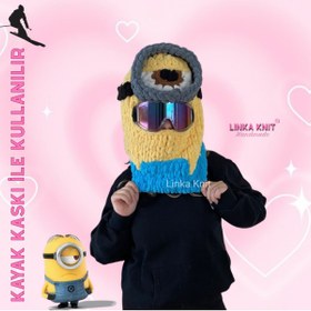 Resim Linka Knit El Yapımı Domuzcuk Kayak Kaskı Maskesi, Kayak Maskesi, Kayak Kaskı Koruyucu Kılıf 