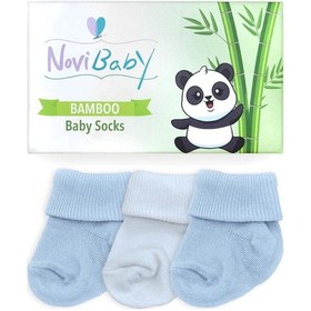Resim Novibaby 3'lü Bambu Yenidoğan Bebek Çorabı I Sky I 0-6 ay "Karışık Renkli" 