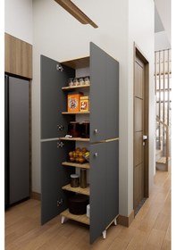 Resim Mirobi Axis Çok Amaçlı Mutfak Dolabı Kiler Dolabı Erzak Dolab... Antrasit - Çam 