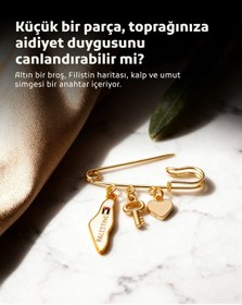 Resim Filistin Haritası Beyaz Rengi, Fetih Anahtarlığ Ve Beyaz Kalıbı Üçlü Yaka İğnesi Broş A300058 Beyaz 