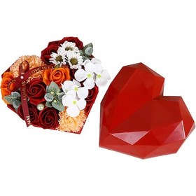 Resim Reedark "romantik Pvc Sabun Gülü - Kalp Şeklinde Hediye Kutusu Ve Tebrik Kartı İle" 