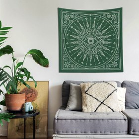 Resim Enerji Yeşil Mandala Duvar Örtüsü - 160 cm x 160 cm 