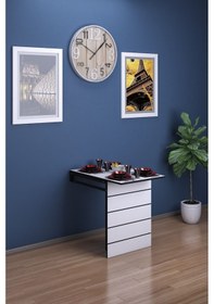 Resim Fulya Duvara Monteli Katlanabilir Pratik Yemek Masası Balkon Masası Çalışma Masası 