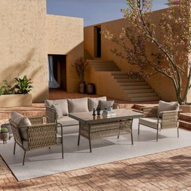 Resim Monaco Bej Üçlü Oturma Grubu 