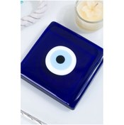Resim Entude Dekoratif Nazar Boncuklu Cam Kapak, Banyo Gider Süsü 10x10 Cm 