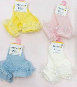 Resim Kıpırık Baby 2 Çift Kız Çocuk Krem Fisto Detaylı Desenli Soket Çorap-440 Krem 