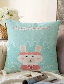 Resim RealHomes Çift Taraflı Christmas Ayıcık Desenli Özel Tasarım Çocuk Odası Raşel Örme Yastık Kırlent Kılıfı, Sonil-K4355-43x43cm 