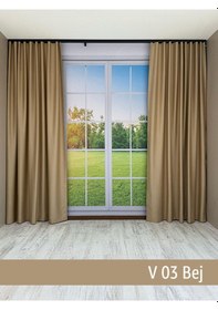 Resim Donatti Bej Star Blackout Pilesiz Tek Kanat Fon Perde Bej 