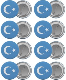 Resim Saturn Doğu Türkistan Bayrağı Çanta Rozeti Seti 8 Adet En Büyük Boy 5.8cm Iğneli Broş 