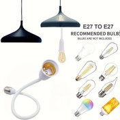 Resim 1 adet E27'den E27'ye Dönüştürme Lamba Tutucu LED Işık Ampul Taban Lamba Başlığı Elektrik Uzun Soket 20cm / 7.9in 30cm / 11.8in 50cm / 19.7in 60cm / 23.6in 