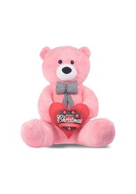 Resim Sole Yeni Yıla Özel:elinde Baskılı Kalbi İle Papyonlu Peluş Ayı-140 Cm Pembe 