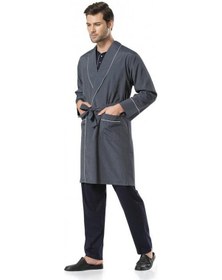 Resim Pierre Cardin 5'li Robdöşambırlı Uzun & Kısa Kol Şortlu Uzun Pijama Takım Özel Kutulu Damat Çeyiz Seti Lacıvert 