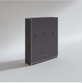 Resim Kenzlife gardırop 6 kapılı çekmeceli begonvil150 gri kapaklı gardolap dolap 