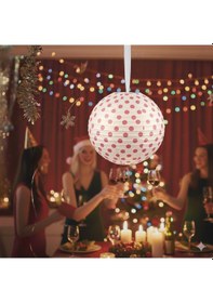 Resim 35 Cm Puantiyeli Pembe Büyük Japon Feneri Çin Feneri Parti Dekorasyonu Diğer 