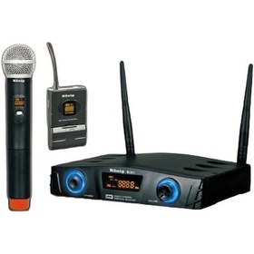 Resim König K-312 Uhf Çift Kanal 1 El + 1 Yaka Mikrofon 