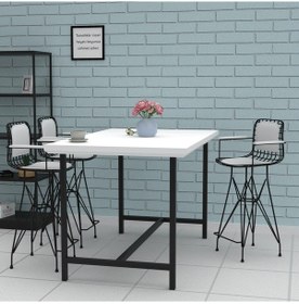 Resim Knsz orta boy tel bar sandalyesi 1 li mağrur syhbyz kolçaklı sırt minderli 65 cm oturma yüksekliği mutfak bahçe cafe ofis 