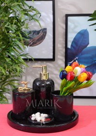 Resim MIARIK DESIGN & DEKORASYON Dekoratif Mermer 5 Li Geyik Detaylı Banyo Seti Takımı 