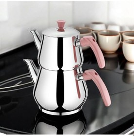 Resim Viola Ortaboy Piramit Paslanmaz Çelik Çaydanlık 1,1 Lt/2,1 Lt Fuşya - Pembe 