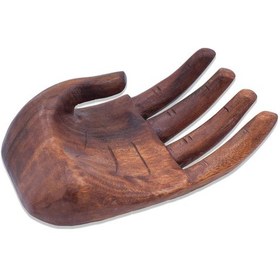 Resim Ahşap Peçetelik El Şeklinde Tik Ağacı El Yapımı Tek Parça 