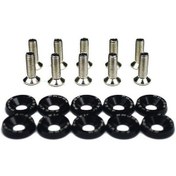 Resim Siyah 10 Adet Araba Modifiye Altıgen Bağlantı Elemanları Çamurluk Yıkayıcı Tampon Motor İçbükey Vidalar Alüminyum Çamurluk Yıkayıcılar Ve M6 Cıvata 