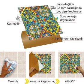 Resim Tink Kendinden Yapışkanlı Talavera Desenli Pvc Karo 30X30 cm (4 Adet) 0,36 M2 