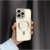 Resim NEW Iphone 14 Pro Max Uyumlu Kamera Lens Korumalı Magsafe Özellikli Kılıf - Gümüş 