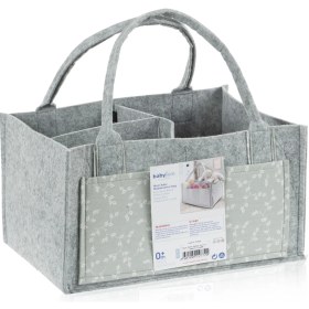 Resim Babyjem Gri Çiçekli Keçe Anne Bebek Bakım Çantası Organizer 22x34 cm Fonksiyonel Kullanım 