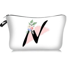 Resim Yifomall Moda Harfi Baskılı Poliester Makyaj Çantası - Geniş Depolama Ve Seyahat Dostu 