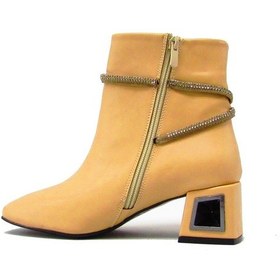 Resim Kanuga Rjb7517 Bej Kadın Taşlı Fermuarlı Bot Bej 